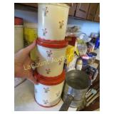 vintage canister set & sifter unique handle