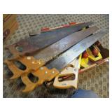 hand saws hand drills roll tape measure ear muffs