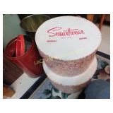 2 vintage hat boxes large tins  christmas bows