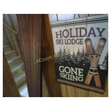 pr wood skiis & ski lodge sign wall decor