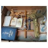 reigious lot bibles figure several crucifix