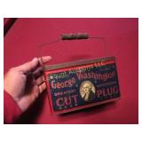 vintage George Washington cut plug tin lunch pail