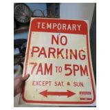 cardboard temporary no parking sign
