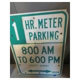 metal 1 Hr metered parking sign