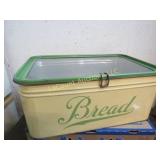 vintage tin bread box w clear lid