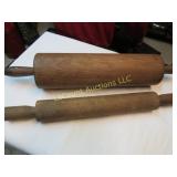 2 vintage wood rolling pins 1 very large diameter