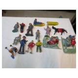 Lead cast Barclay figures Santa slay couple sleds