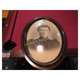 antique bubble glass woman framed picture