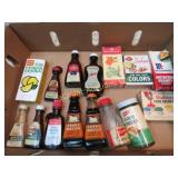 assorted kitchen bottles food coloring bottles