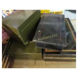 assorted vintage metal tin boxes coin box
