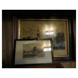 2 framed prints currier ives village road