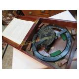 US Navy bearing circle in wood case azimuth