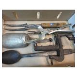 vintage utensils large fork scoop spoon tongs