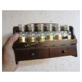 spice set on wood storage rack
