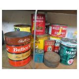 assorted tins coffee cans butternut hills bros
