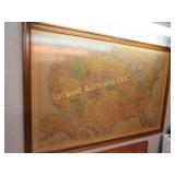 vintage 1956 Rand McNally US map framed