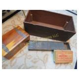 assorted wood boxes sliding lids codfish box