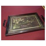 vintage serving tray w wildlife scene birds tree