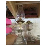 2 vintage oil lamps one with globe