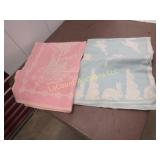2 baby blankets bunny rabbits sweetheart