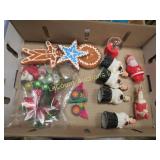 vintage plastic santa celluloid sleigh misc orns.