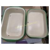 2 vintage enameled pans