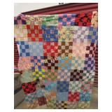 vintage hand pieced quilt meas in photos