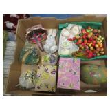 vintage Easter boxes tin egg plush bunny baskets