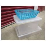 2 small totes & plastic baskets