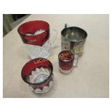 vintage souvenir cut engraved glassware & cup
