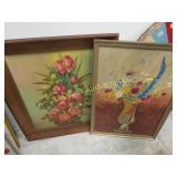 2 framed paintings florals