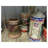 assorted beer steins NFL Budweiser