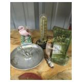 ashtray outhouse thermometer flamingo holder