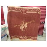 vintage western bucking bronco blanket