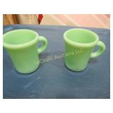 2 Fire King Green Jadeite Slim Hot Chocolate mugs