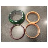4 vintage bangle bracelets plastic bakelite