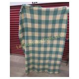 vintage woven plaid blanket meas. in photo