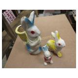 2 vintage paper mache rabbit & 1 plaster bunny