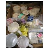 vintage spools rolls ribbons mugs buttons sewing