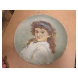 19th century painted portrait cardboard plate