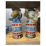 elephant donkey political decanters