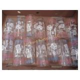 14 vtg tall glasses coffee grinder pot oil lamp on