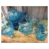 blue depression glass bowls cups