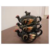 stacking bird tea set w spoon containers
