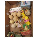 Easter plastic rabbit cotton chick box wood cart