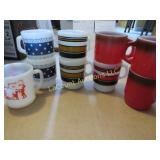 assorted fire King coffee mugs stripes