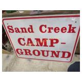metal sand creek camp ground sign