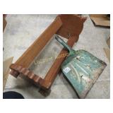 vintage handmade wood horse book rack & dust pan