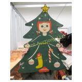 vintage tin Christmas tree card holder