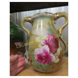 Nippon hand painted handle vase